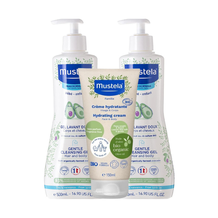Buy Mustela Gentle Cleansing Gel 500ml 2Pcs + Bio Organic Hydrating
